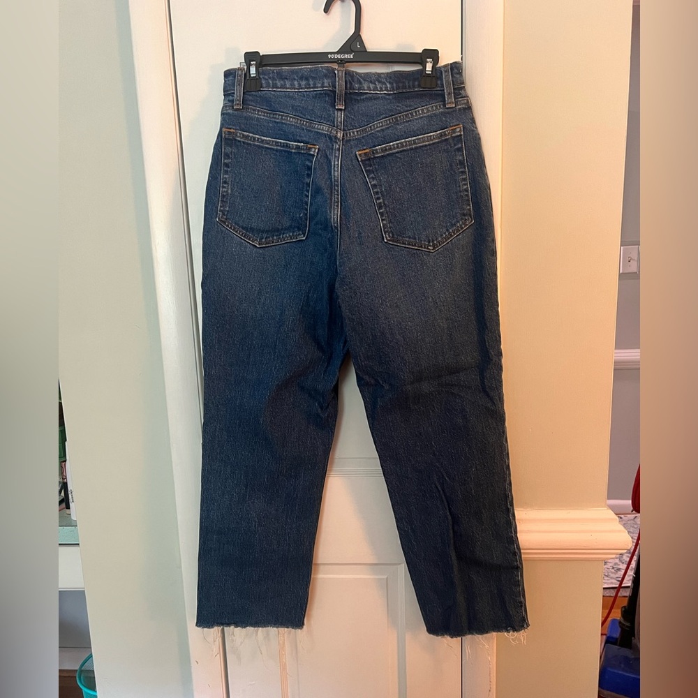 Abercrombie Curve Love Dark Wash Jeans Size 10, fits Petite, raw hem